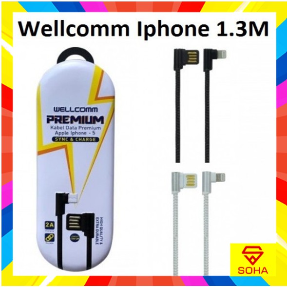 Kabel Data Iphone 5 ke atas 130cm 2A Kabel Charger Iphone Wellcomm