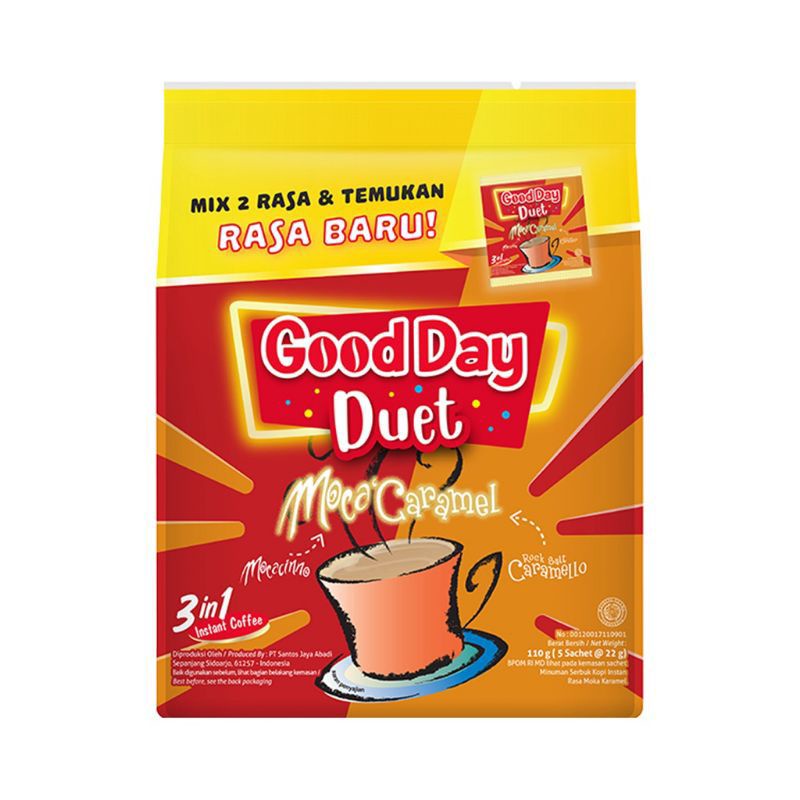 

GOOD DAY DUET 2 VARIAN RASA UNIK MOCA'CARAMEL DAN CHOCO'NUT ISI 5X22G