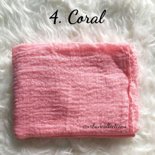 [COD] New premium crinkle hijab arabian shawl/pashmina rawis/hijab import hijab modis/arabian hijab-4. Coral
