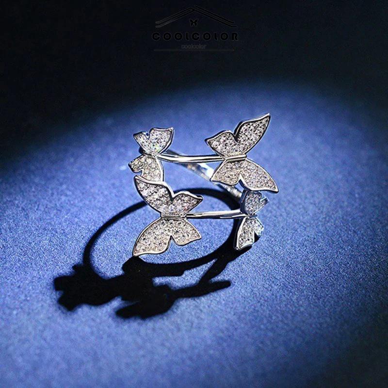 COD❤️Cincin Kupu-kupu Pembukaan Yang Dapat Disesuaikan Wanita Jari Telunjuk Kepribadian Cincin Berlian Wanita Korea Fashion Ring Jewelry Perhiasan Aksesoris Hadiah Ulang Tahun Ready Stock