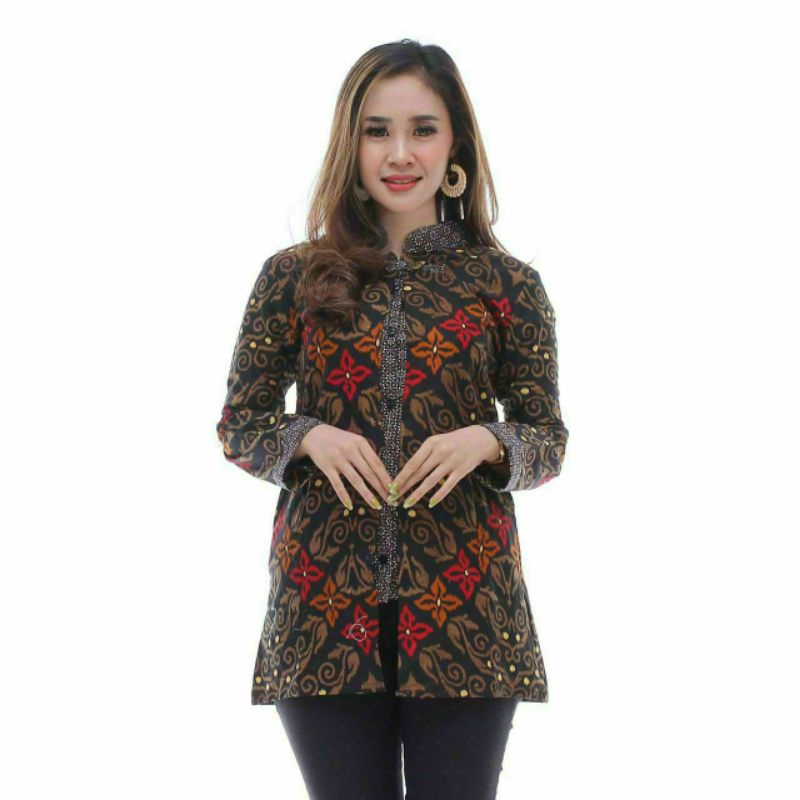 atasan batik batik wanita atasan batik atasan batik couple m l xl xxl-Blus bintng mrh