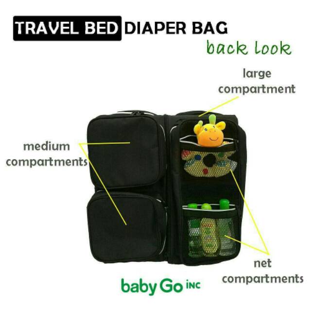 BabyGo Inc - BabyGoinc Travel Bed Baby go inc Diaper Bag tas tidur bayi multifunctional