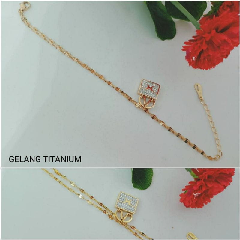 Fourfashion Gelang tangan Titanium motif Lock/Gembong