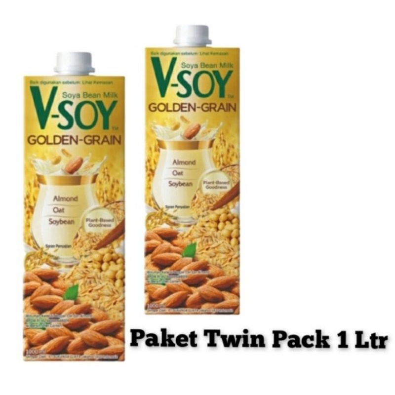 

V-soy Golden Grain Soya Bean Milk UHT Susu Kedelai Almond 1L Twinpack