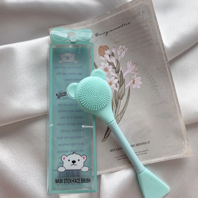 ♥️G.A.SHOP♥️ KUAS MASKER SILIKON BEAR 2IN1 / ALAT PEMBERSIH WAJAH SILIKON BEAR 2IN1