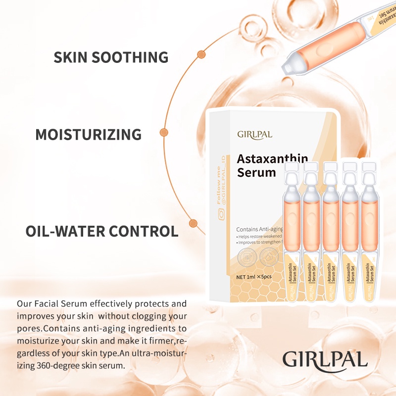 GIRLPAL Astaxanthin Hyaluronic Acid Whitening Serum Wajah Glowing Anti Aging Remove Wrinkles Fine Lines Essence Brighty Skincare