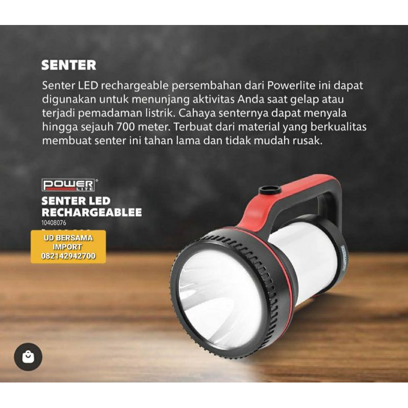 senter led cas recharge powerlite plus bisa lentera