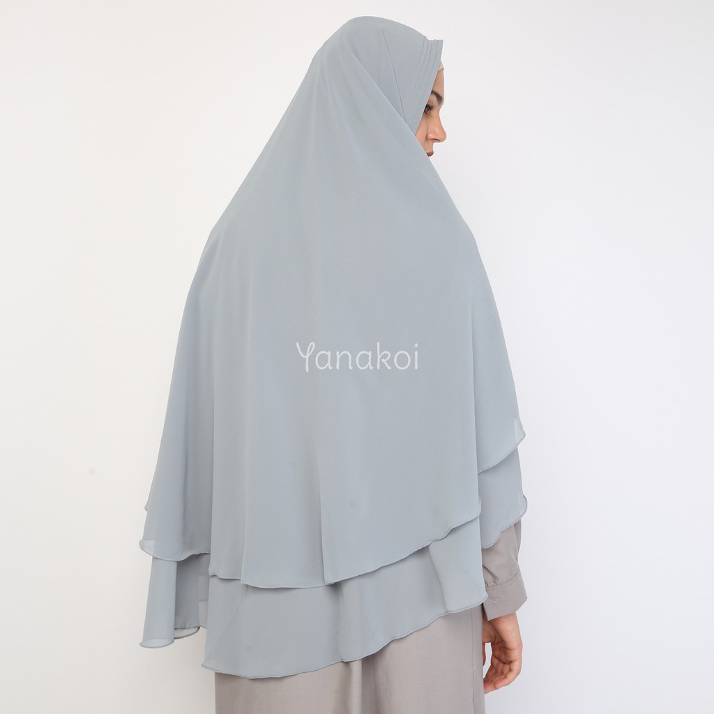 Jilbab Kerudung Khimar Syafa by Yanakoi Hijab Warna Abu Muda