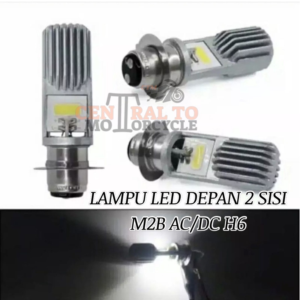 LAMPU LED UTAMA 2 SISI H6 AC/DC BOHLAM DEPAN MODEL M2B MOTOR BEBEK MATIC UNIVERSAL