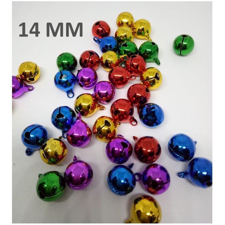 Lonceng 14 mm 1 4 cm 100 biji warna perak emas 