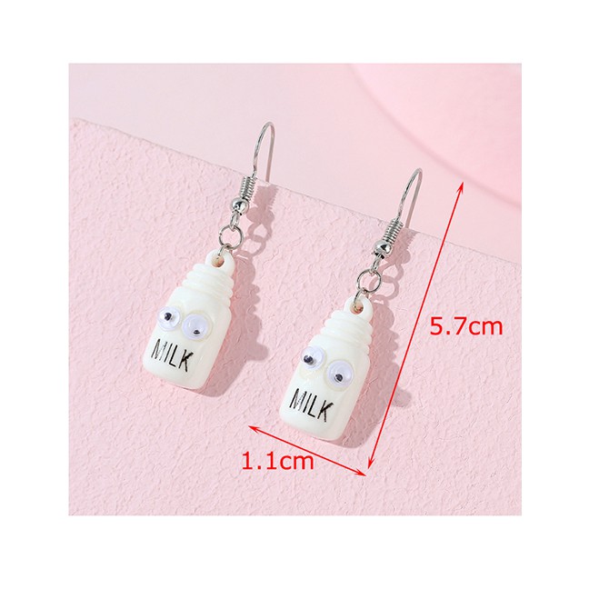 LRC Anting Gantung Fashion White Little Doll Resin Alloy Earrings Y64705