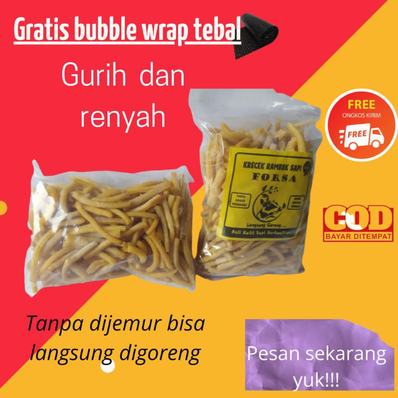 

Kerupuk Rambak [mie] Mentah Kulit Sapi Premium 500 gr Rambak Keto- stik mie