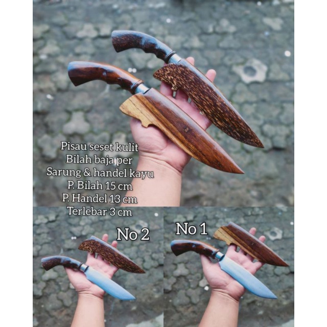 Pisau dapur seset kulit sarung kayu