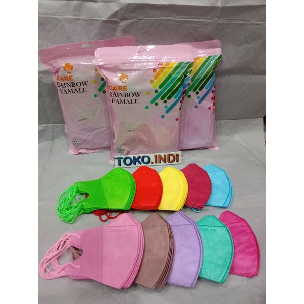 MASKER DUCKBILL CAREION RAINBOW ISI 50 / Masker Rainbow / Masker Duckbill