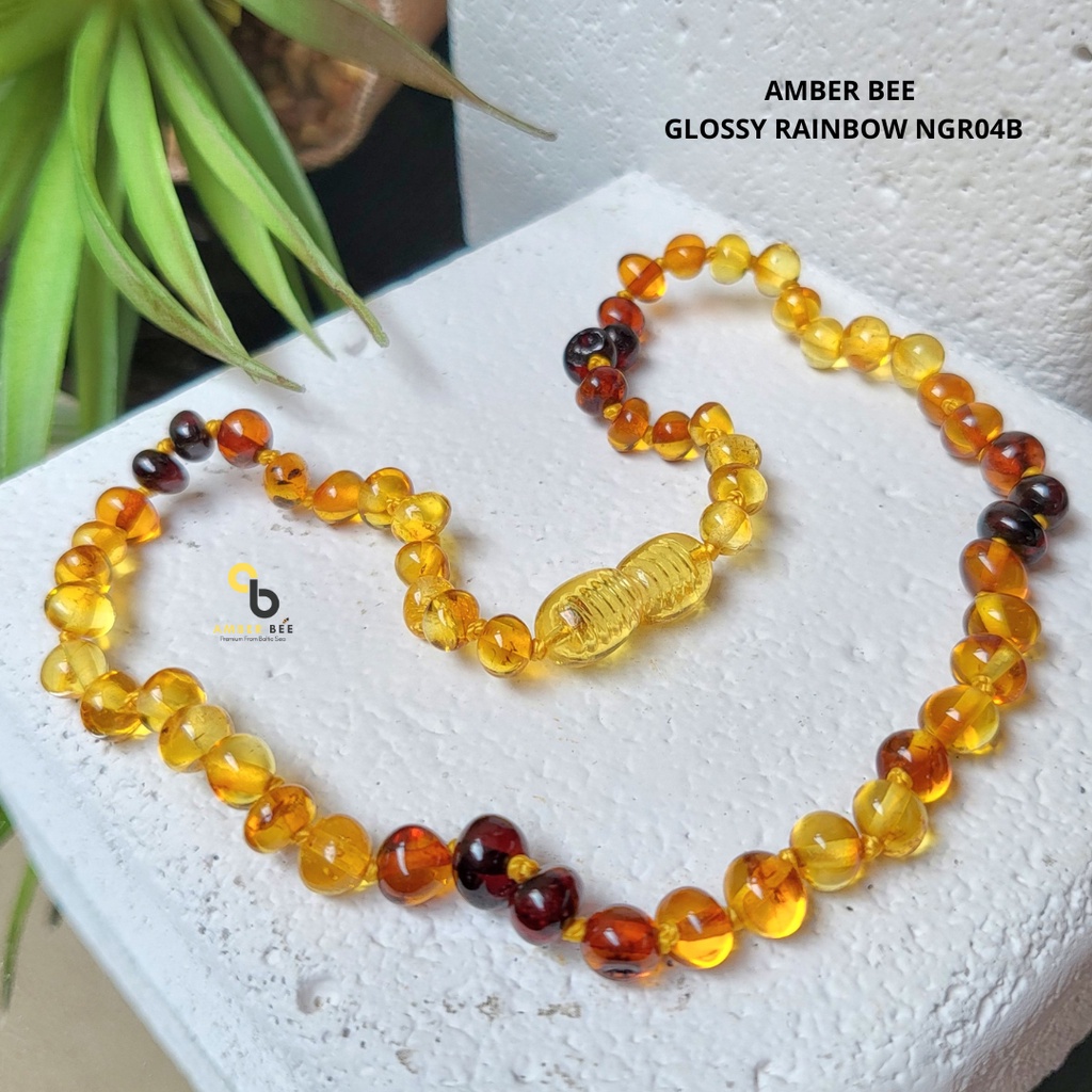 Kalung Amber Bayi &amp; Anak Premium Glossy Rainbow NGR04B By Amber Bee