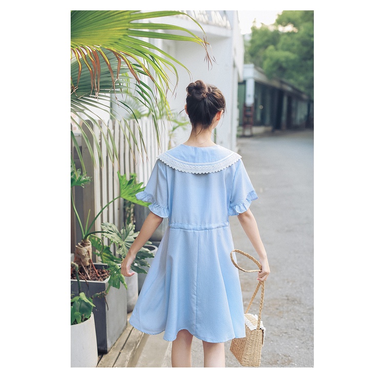 MR-115 dress wanita renda kotak-kotak simple summer high quality import korea jepang