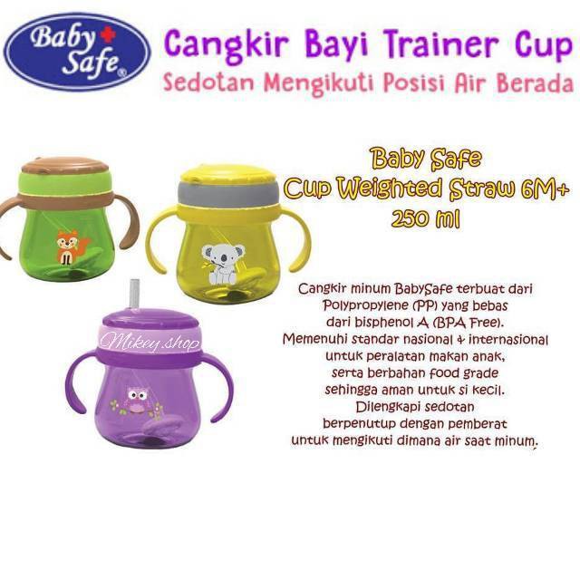 Botol Minum Sedotan Baby Safe Cup Weighted Straw 250ml (JP019) / Baby Safe 250 mL