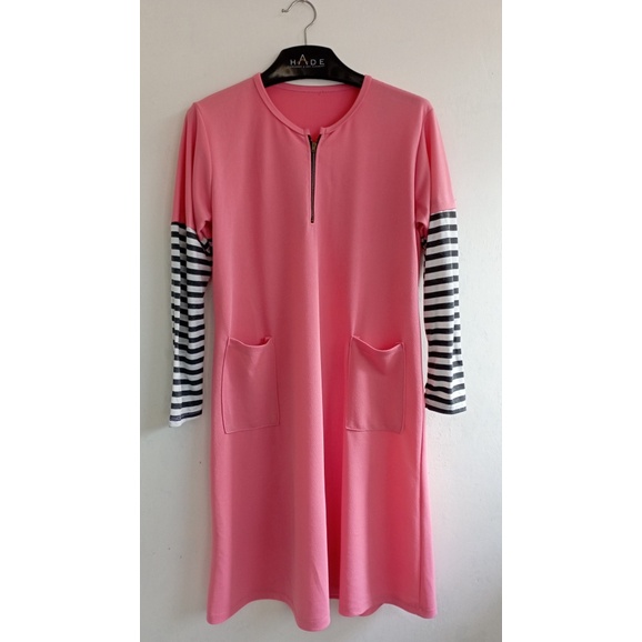 Preloved - Baju Tunik /Baju Wanita Tunik Lengan Semi Kaos /Tunik Dusty Pink