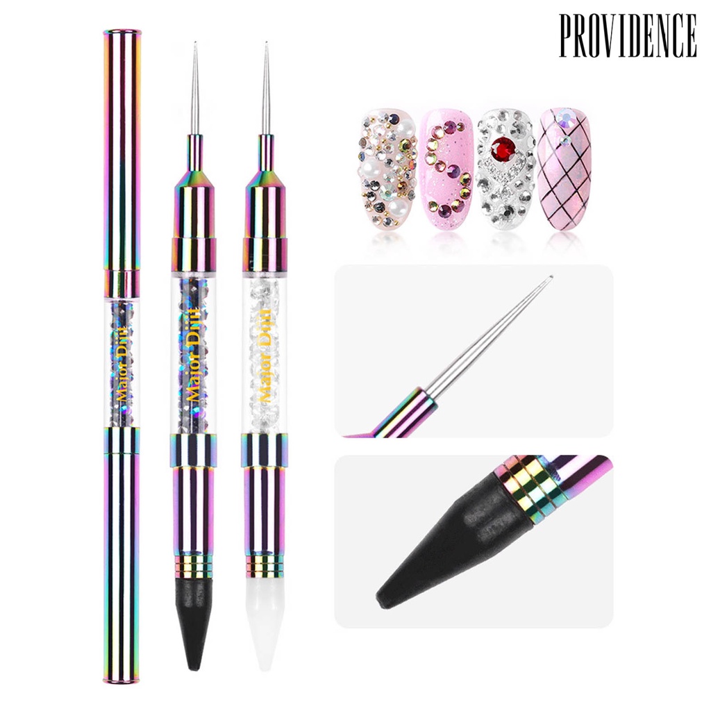 Providence Double Head Nail Dotting Pen Colorful Electroplating Acrylic Nail Art Rhinestone Picker Wax Pencil for Female