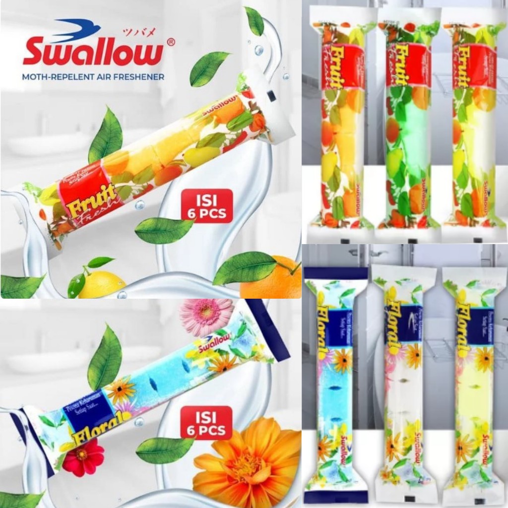 Swallow Fruit Fresh / Floral Fresh isi6 isi 6 pcs pc Kamper Kotak Toilet Ruangan Kamar Mandi 200gr