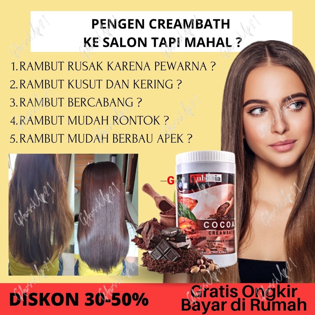 CREAMBATH RAMBUT CULTUSIA COCOA 1000ML KRIMBAT RAMBUT KERING TREATMENT RAMBUT