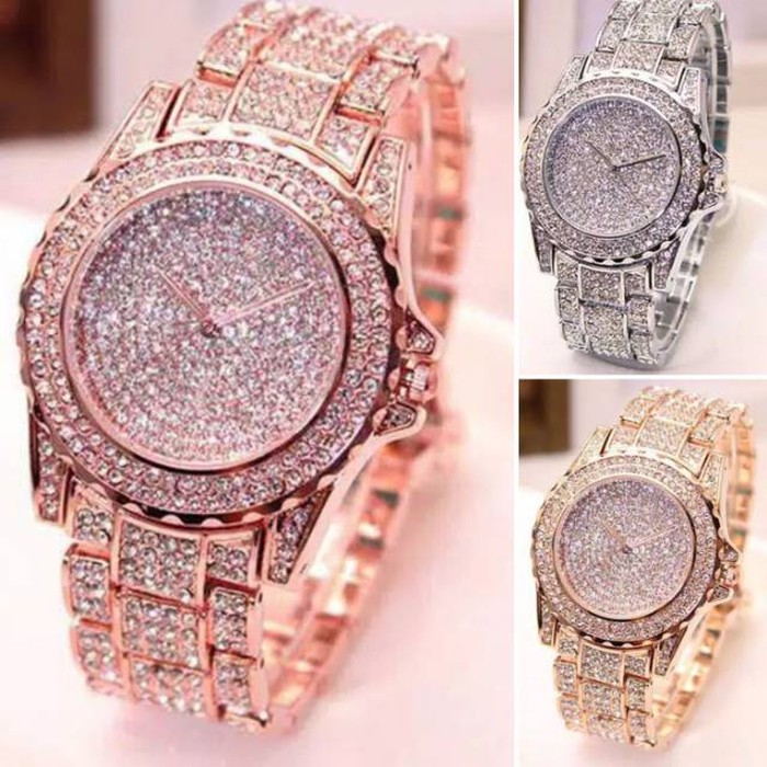 Jam Tangan Import Mewah STAINLESS STEEL Bertabur Berlian Permata Import PGM J25