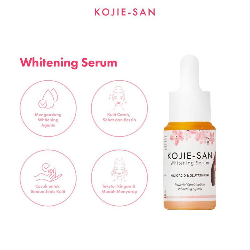 KOJIE SAN SERUM 𝗪𝗛𝗜𝗧𝗘𝗡𝗜𝗡𝗚  KOJIC ACID &amp; GLUTATHIONE 25ML [𝗕𝗣𝗢𝗠]