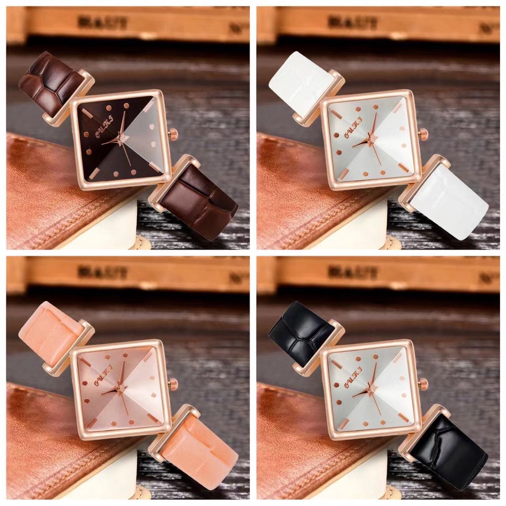 Rowling (Jam-03) Jam Tangan Wanita O.U.K.J Jam Tangan Wanita Quartz dengan Strap kulit Sintetis Import