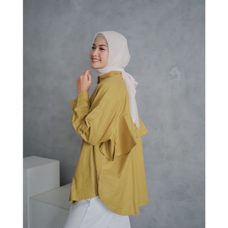 Blouse Wanita V Neck / Blouse Korean Style Rayon Crincle Premium-CESSA MACHA