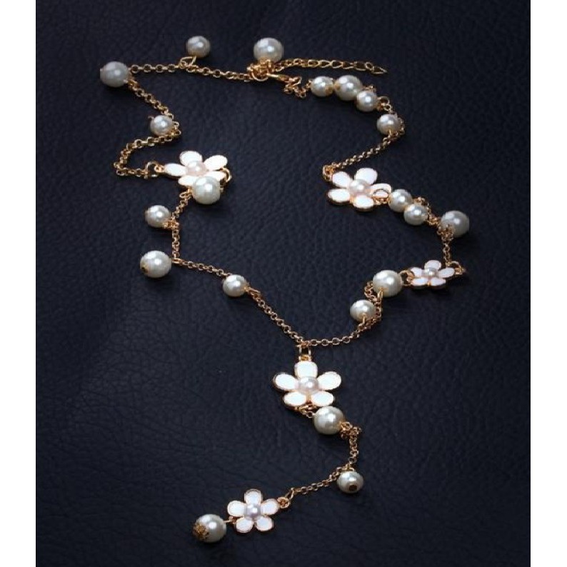 Kalung Panjang C48 Bunga MELATI Wanita Gaya Korea Women Fashion Aksesoris Perhiasan Cewe