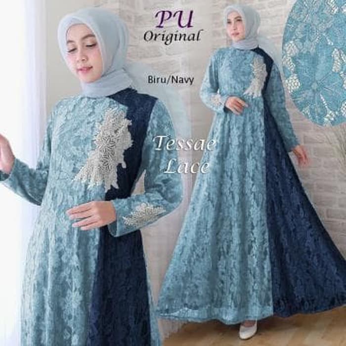 Murah  TESSAE LACE  PU  BAJU MAXI DRESS MUSLIM GAMIS WANITA DEWASA MURAH   coksu pink  Terbaru