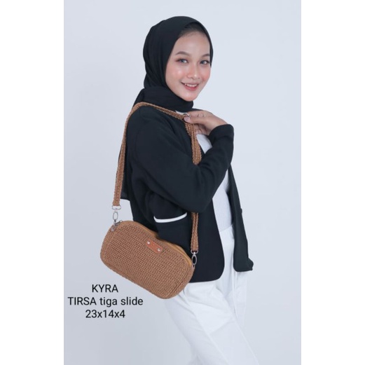 Tas Selempang wanita Tas Rajut TIRSA tiga ruang resleting