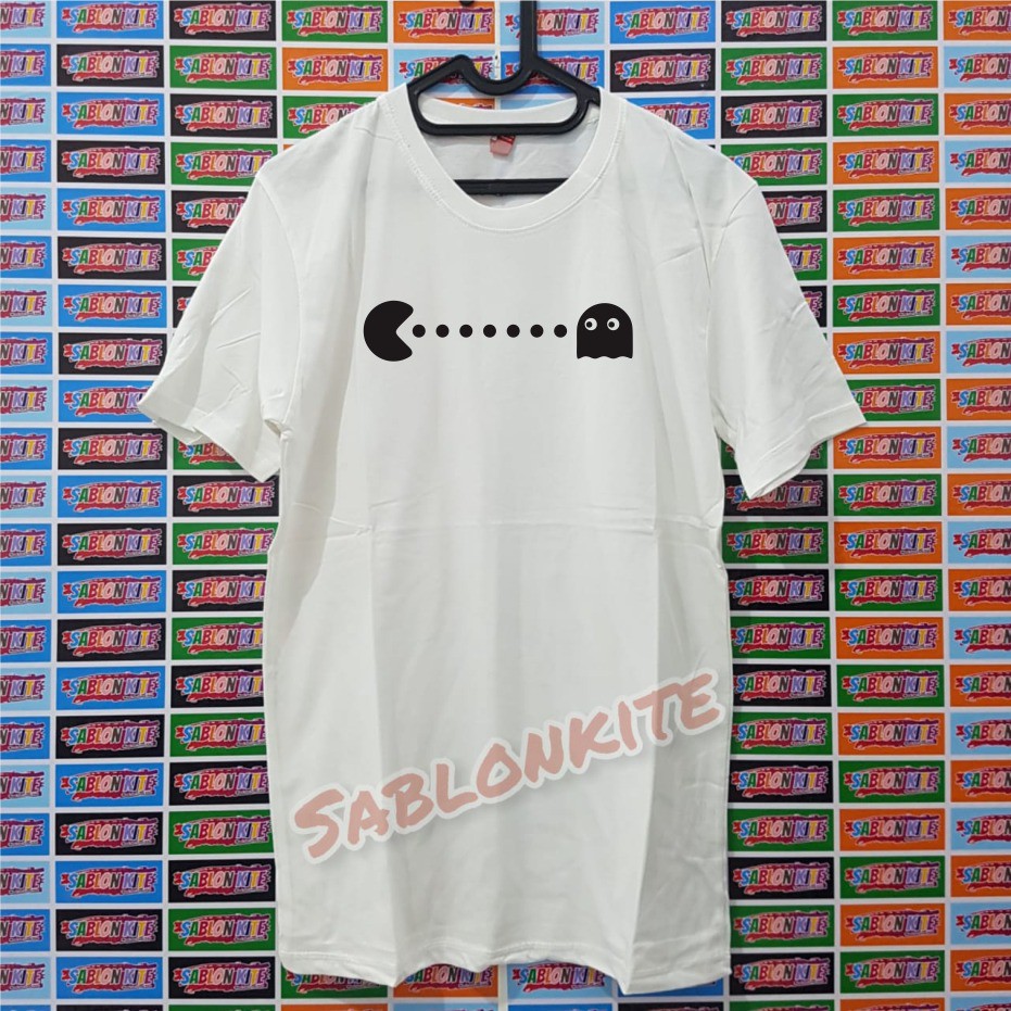MURAH !!! KAOS SABLON PACMAN BAHAN KAOS COTTON COMBED 30S