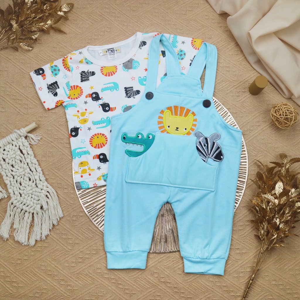 BARU! LIX002 - 2in1 Overall fashion Animals bayi cowok laki-laki baju kodok Pergi Jalan Casual