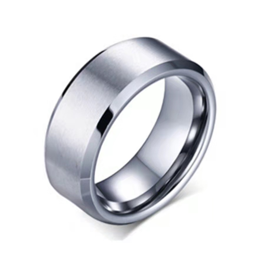 European and American popular stainless steel double beveled frosted smooth ring 210825