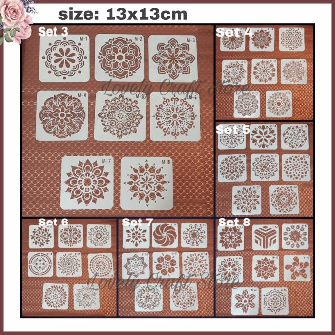 

8Pcs/Set Plastic Stencil Cetakan Stensil Lukis, Craft, Kue, Decor