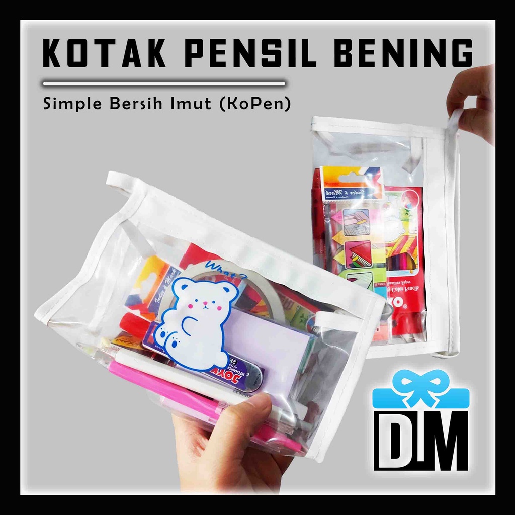 

Tempat Kotak Pensil Bening Mika Besar Sarung Kantong Tempat Pensil Bolpen