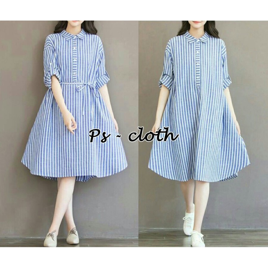 Tunik Super Jumbo Motif Garis-garis kombinasi Salur Bahan Adem Katun Rayon Busui Frendly Atasan C5G2