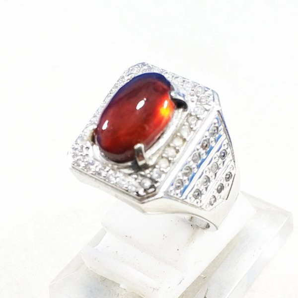 CINCIN BATU AKIK PERMATA NATURAL HESSONITE RED GARNET PASTI MANTAP