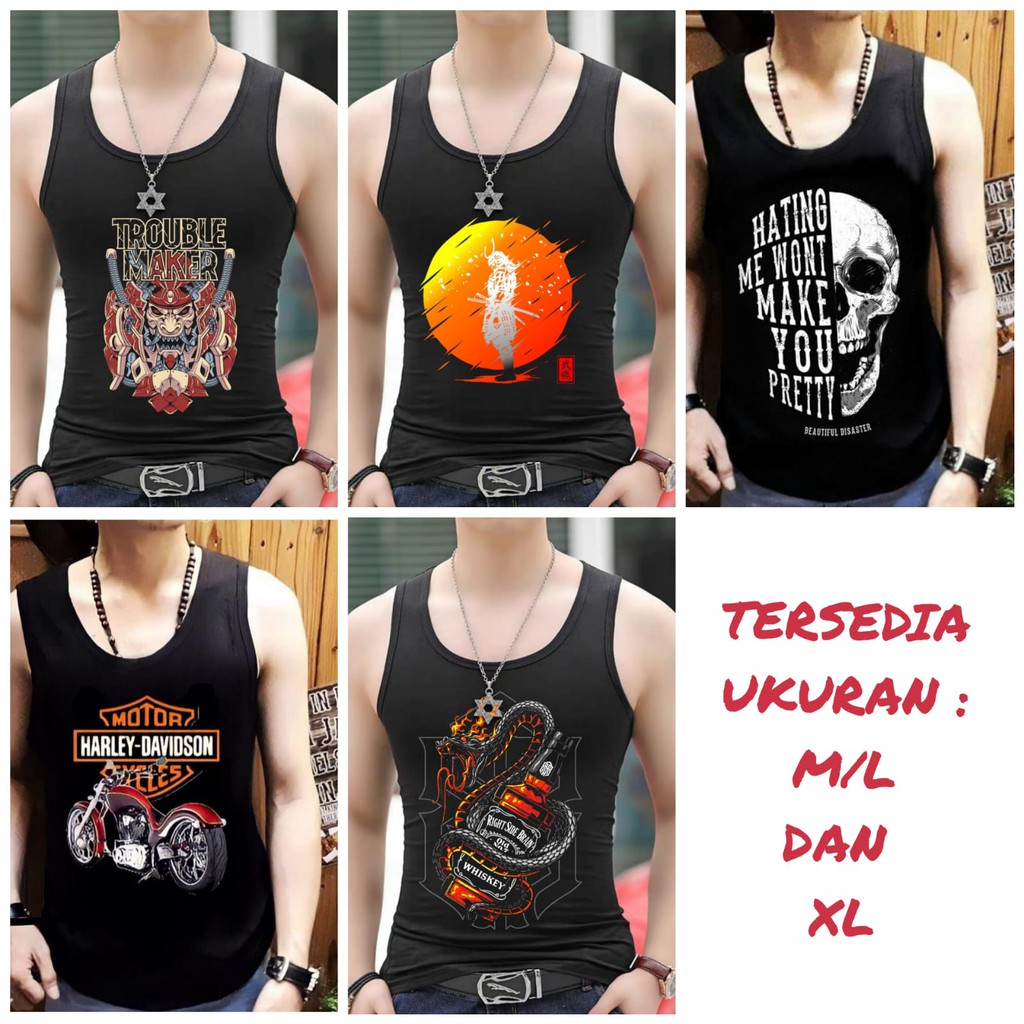 BISA COD / ALIPIO FASHION - SINGLET MOTIF / singlet pria / terbaru / keren