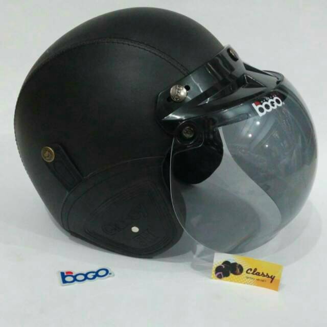 Helm Bogo Retro Dewasa Kulit Classy Klasik Sni Warna Abu  