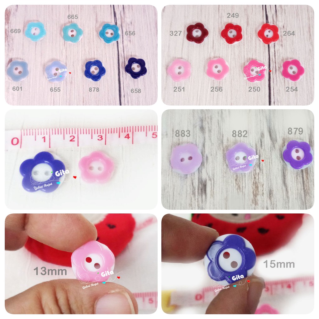 (6pcs) Kancing Sakura, Kancing Jahit, Kancing Baju