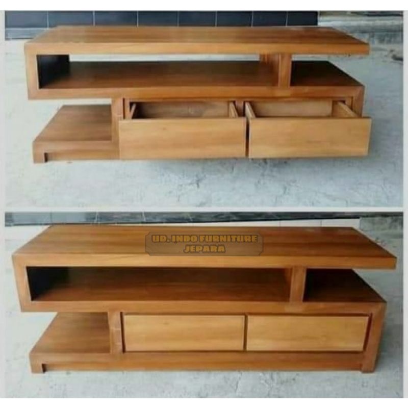 bufet murah meja tv polos furnitur kayu jati jepara