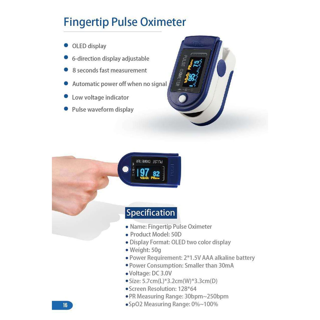 Fingertip Pulse Oximeter Alat Ukur Kadar Oksigen SpO2 Oxymeter Oksimeter Oksymeter