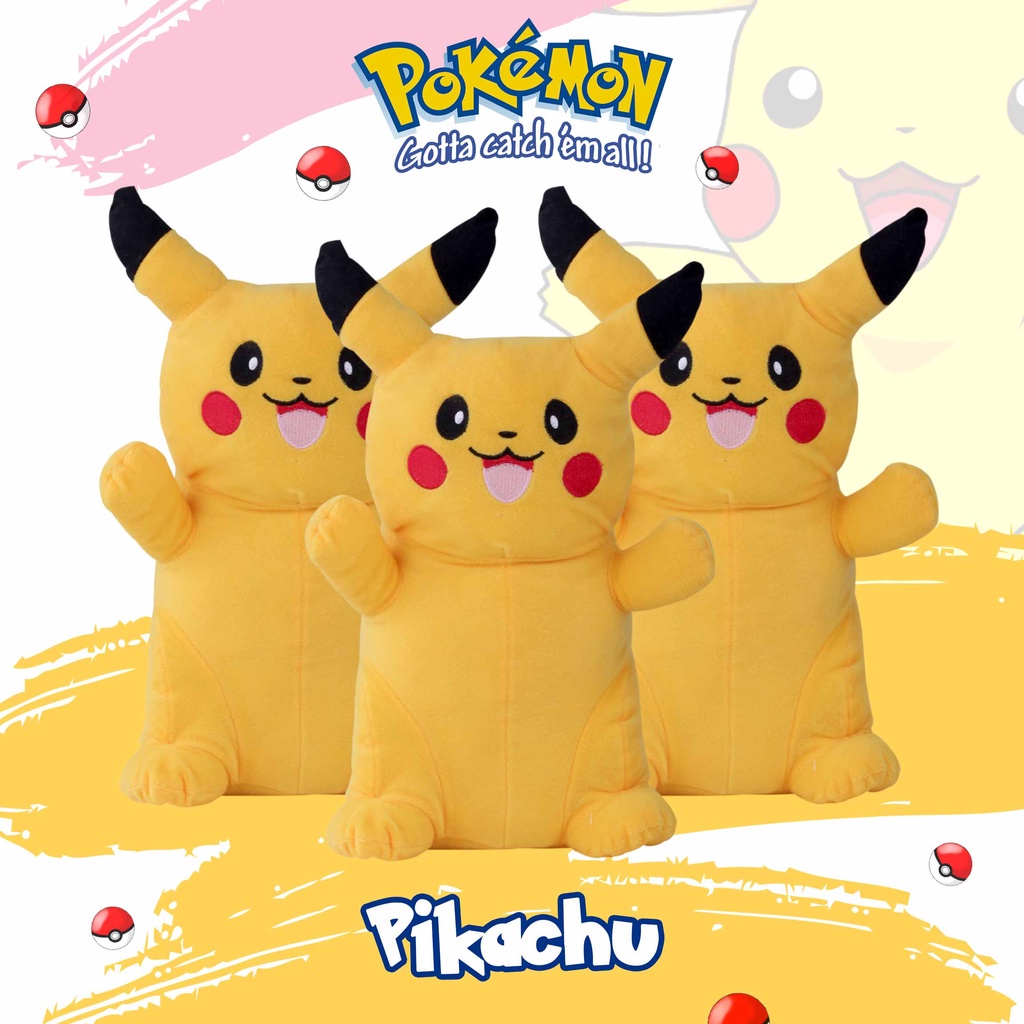 Boneka Pokemon Pikachu Size 45 cm Bahan Velboa Isi Dacron Silicon Warna Kuning