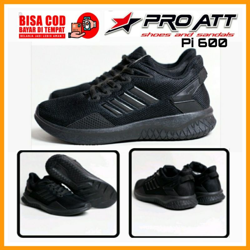 Sepatu Pro Att Pi 600 Original Sepatu Sekolah / Kerja Hitam Polos Size 39 s/d 43 Murah - Hitam