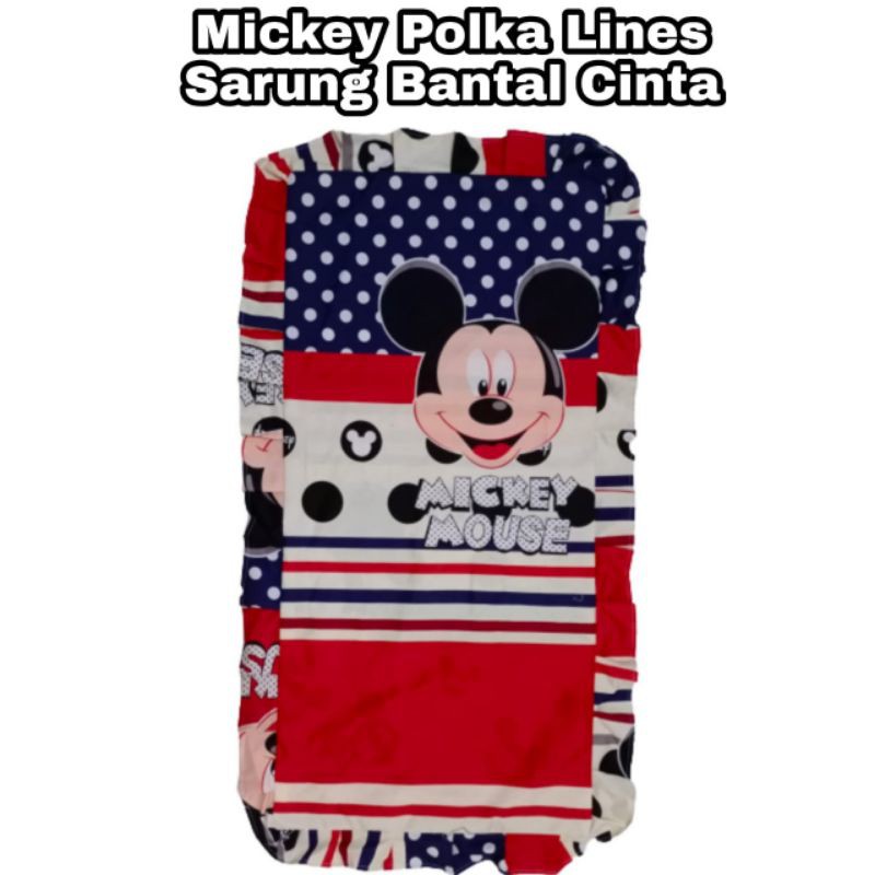 Sarung Bantal Cinta Karakter dan Motif Mickey Polka Lines