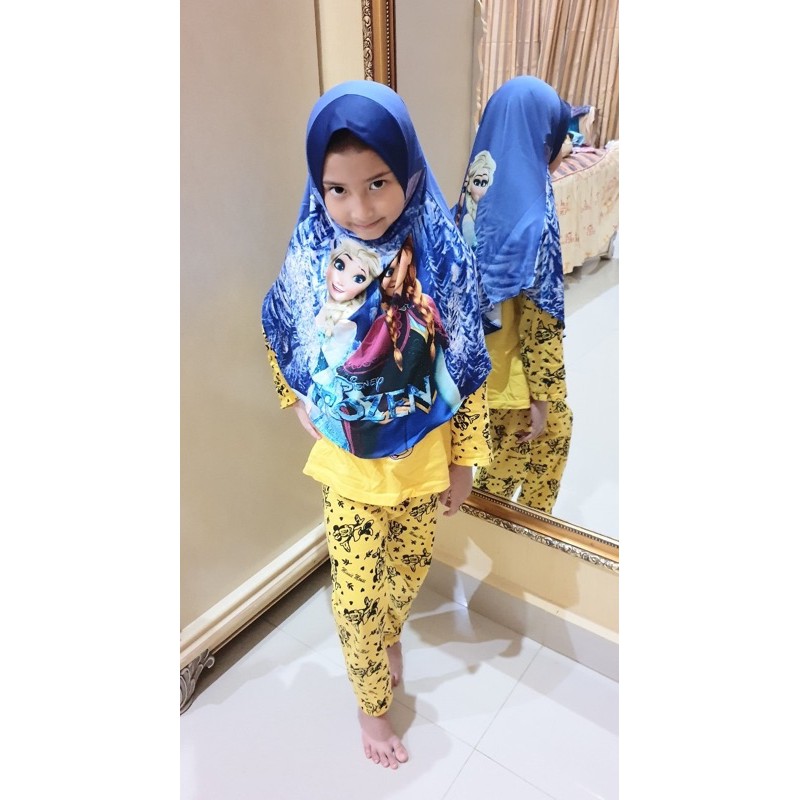 BERGO HIJAB INSTANT ANAK PRINTING MOTIF FROZEN / JILBAB ANAK LUCU KARAKTER , JILBAB ANAK