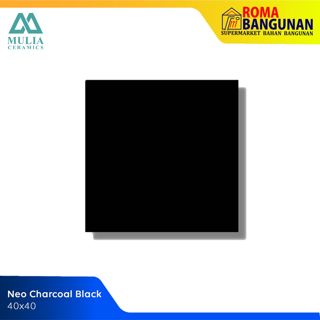 Mulia Keramik Lantai Keramik Neo Charcoal Black Keramik Hitam Glossy 40x40