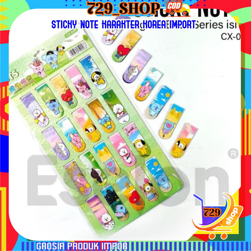 Sticky Note Maghnet Karakter BTS 21 Korea Impor / Pembatas Buku Import Best Seller